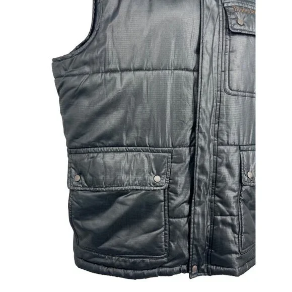 Timberland Men Blue Quilt Puffer Vest Medium Snap Button Pockets Sleeveless EUC - Picture 4 of 10